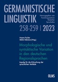 Cover: Morphologische und syntaktische Variation in den deutschen Regionalsprachen - Georg Olms Verlag