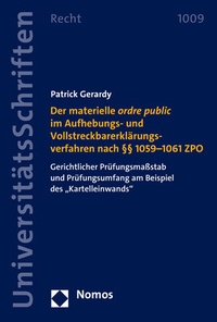 Abbildung von: Der materielle ordre public im Aufhebungs- und Vollstreckbarerklärungsverfahren nach §§ 1059-1061 ZPO - Nomos