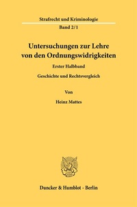 Abbildung von: Untersuchungen zur Lehre von den Ordnungswidrigkeiten. - Duncker & Humblot