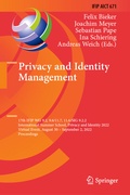 Cover: Privacy and Identity Management - Springer