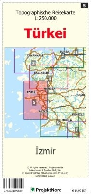 Abbildung von: Izmir - Topographische Reisekarte 1:250.000 Türkei (Blatt 5) - MapFox / Projekt Nord