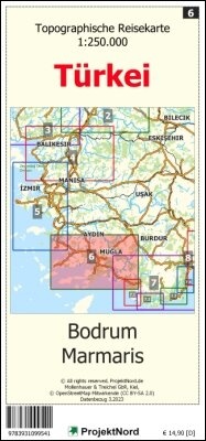 Abbildung von: Bodrum - Marmaris - Topographische Reisekarte 1:250.000 Türkei (Blatt 6) - MapFox / Projekt Nord