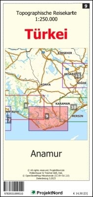 Abbildung von: Anamur - Topographische Reisekarte 1:250.000 Türkei (Blatt 9) - MapFox / Projekt Nord