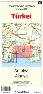 Abbildung von: Antalya - Alanya - Topographische Reisekarte 1:250.000 Türkei (Blatt 8) - MapFox / Projekt Nord