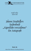 Cover: Johann Neud&ouml;rffers Rechenbuch "Aigentliche verzaichnus". Ein Autograph. - Adam-Ries-Bund