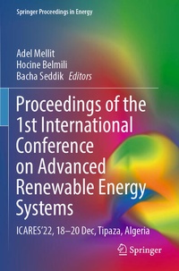 Enlarge image Cover: Proceedings of the 1st International Conference on Advanced Renewable Energy Systems - Springer