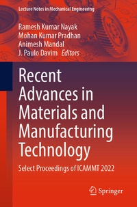Enlarge image Cover: Recent Advances in Materials and Manufacturing Technology - Springer