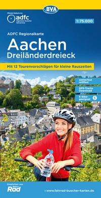 Abbildung von: ADFC-Regionalkarte Aachen Dreiländereck, 1:75.000, reiß- und wetterfest, mit kostenlosem GPS-Download der Touren via BVA-website oder Karten-App - BVA BikeMedia