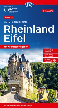 Abbildung von: ADFC-Radtourenkarte 15 Rheinland /Eifel 1:150.000, reiß- und wetterfest, E-Bike geeignet, GPS-Tracks Download, mit Bett+Bike Symbolen, mit Kilometer-Angaben - BVA BikeMedia