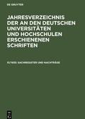 Cover: Sachregister und Nachtraege - De Gruyter