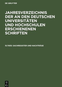Enlarge image Cover: Sachregister und Nachtraege - De Gruyter