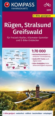 Abbildung von: KOMPASS Fahrradkarte 3319 Rügen, Stralsund, Greifswald 1:70.000 - KOMPASS-Karten