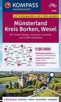 Cover: KOMPASS Fahrradkarte 3216 M&uuml;nsterland, Kreis Borken, Wesel mit Knotenpunkten 1:50.000 - KOMPASS-Karten