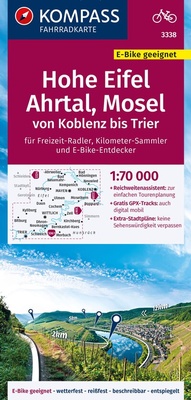 Abbildung von: KOMPASS Fahrradkarte 3338 Hohe Eifel, Ahrtal, Mosel, von Koblenz bis Trier 1:70.000 - KOMPASS-Karten