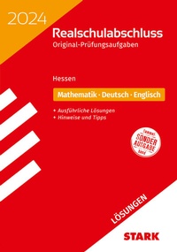 Abbildung von: STARK Lösungen zu Original-Prüfungen Realschulabschluss 2024 - Mathematik, Deutsch, Englisch - Hessen - Stark Verlag