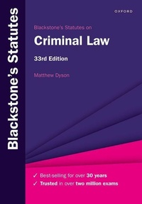 Abbildung von: Blackstone's Statutes on Criminal Law - Oxford University Press