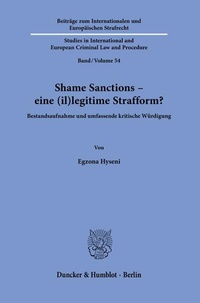 Bild: Shame Sanctions - eine (il)legitime Strafform? - Duncker & Humblot