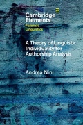Cover: A Theory of Linguistic Individuality for Authorship Analysis - Cambridge University Press
