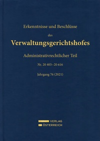 Abbildung von: Erkenntnisse und Beschlüsse des Verwaltungsgerichtshofes - Verlag Österreich