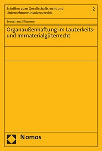 Abbildung von: Organaußenhaftung im Lauterkeits- und Immaterialgüterrecht - Nomos