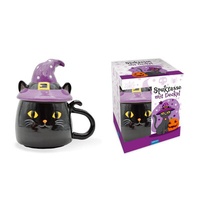 Abbildung von: Trötsch Spuktasse mit Deckel Katze Keramiktasse Halloween - Trötsch Verlag GmbH & Co. KG