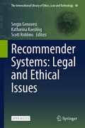 Cover: Recommender Systems: Legal and Ethical Issues - Springer