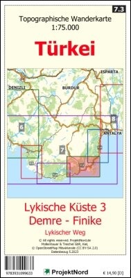 Abbildung von: Lykische Küste 3 - Demre - Finike - Lykischer Weg - Topographische Wanderkarte 1:75.000 Türkei (Blatt 7.3) - MapFox / Projekt Nord