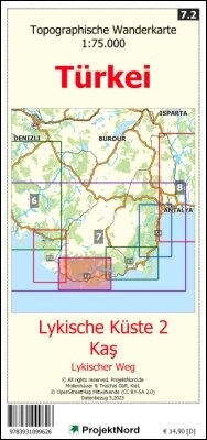Abbildung von: Lykische Küste 2 - Kas - Lykischer Weg - Topographische Wanderkarte 1:75.000 Türkei (Blatt 7.2) - MapFox / Projekt Nord