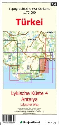 Abbildung von: Lykische Küste 4 - Antalya - Lykischer Weg - Topographische Wanderkarte 1:75.000 Türkei (Blatt 7.4) - MapFox / Projekt Nord