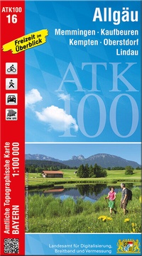 Abbildung von: ATK100-16 Allgäu (Amtliche Topographische Karte 1:100000) - Landesamt für Digitalisierung, Breitband und Vermessung, Bayern