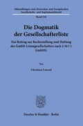 Bild: Die Dogmatik der Gesellschafterliste. - Duncker & Humblot