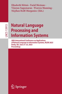 Enlarge image Cover: Natural Language Processing and Information Systems - Springer