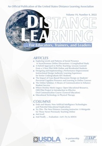 Enlarge image Cover: Distance Learning Vol 19 Issue 4 - Information Age Publishing