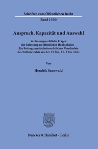 Abbildung von: Anspruch, Kapazität und Auswahl. - Duncker & Humblot