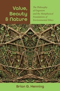 Cover: Value, Beauty, and Nature - State University of New York Press