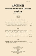 Cover: Archives d'Histoire Litteraire Et Doctrinale Du Moyen Age LXXXIX - 2022 - Librarie Philosophique J. Vrin