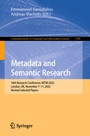 Cover: Metadata and Semantic Research - Springer