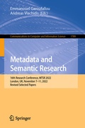 Cover: Metadata and Semantic Research - Springer