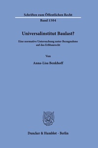 Abbildung von: Universalinstitut Baulast? - Duncker & Humblot