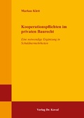 Cover: Kooperationspflichten im privaten Baurecht - Kovac, Dr. Verlag