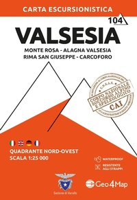 Abbildung von: Valsesia nord-ovest. Monte Rosa, Alagna Valsesia, Rima San Giuseppe, Carcoforo 1:25.000 - Carta escursionistica;Geo4Map