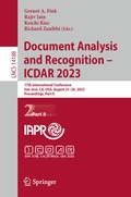 Cover: Document Analysis and Recognition - ICDAR 2023 - Springer