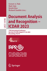 Enlarge image Cover: Document Analysis and Recognition - ICDAR 2023 - Springer