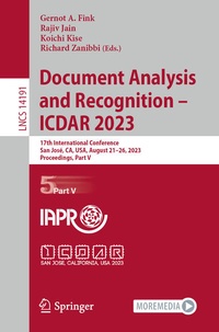 Enlarge image Cover: Document Analysis and Recognition - ICDAR 2023 - Springer