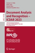 Cover: Document Analysis and Recognition - ICDAR 2023 - Springer