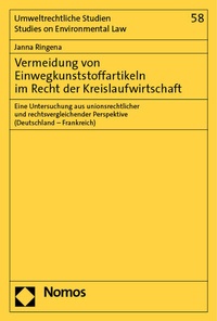 Abbildung von: Vermeidung von Einwegkunststoffartikeln im Recht der Kreislaufwirtschaft - Nomos
