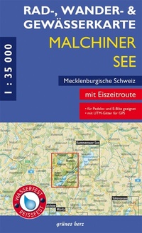 Abbildung von: Rad-, Wander- und Gewässerkarte Malchiner See, Mecklenburgische Schweiz - grünes herz