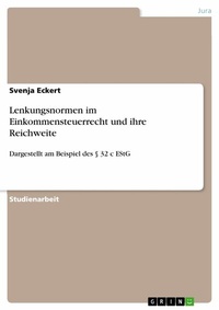 Abbildung von: Lenkungsnormen im Einkommensteuerrecht und ihre Reichweite - GRIN Verlag