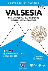 Abbildung von: Valsesia sud-ovest. Riva Valdobbia, Campertogno, Mollia, Rassa, Scopello 1:25.000 - Carta escursionistica;Geo4Map