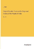 Cover: Original Sanskrit Texts on the Origin and History of the People of India - Anatiposi Verlag